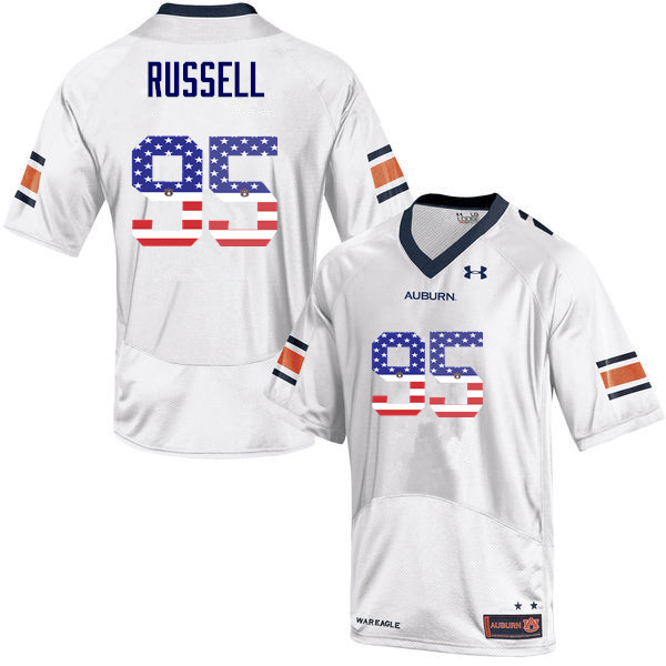 Men's Auburn Tigers #95 Dontavius Russell USA Flag Fashion White College Stitched Football Jersey